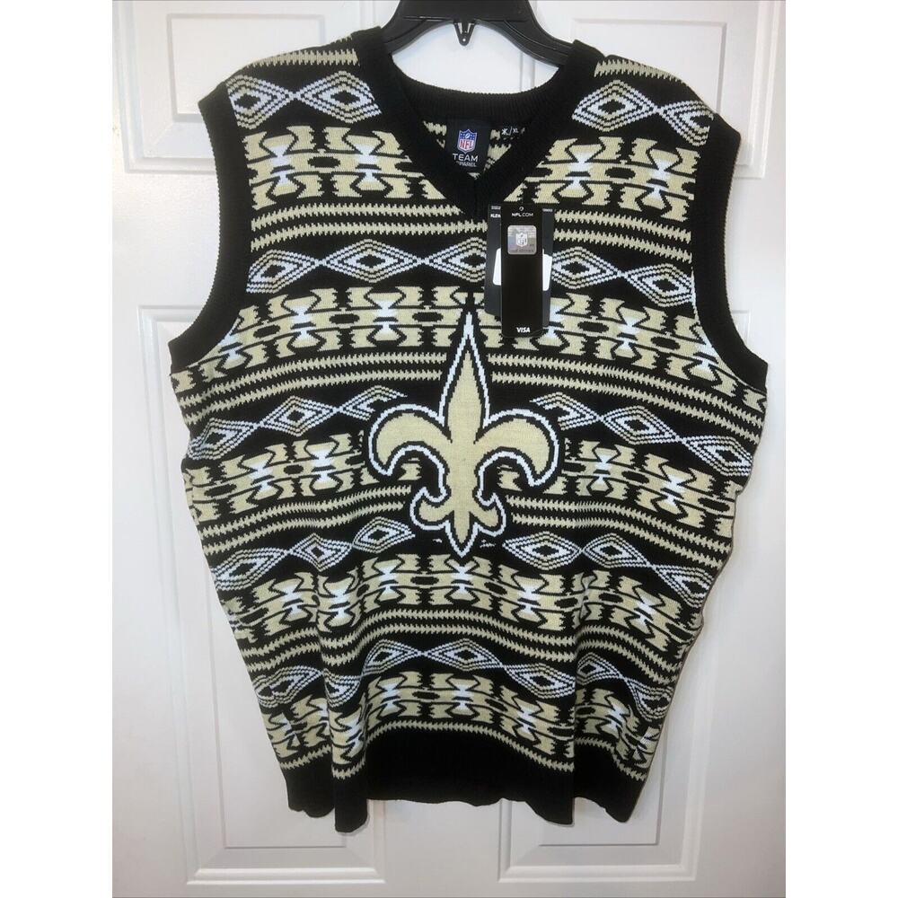 New Orleans Saints Sweater Vest Men’s XL Christmas Cardigan Pullover Jacket NFL